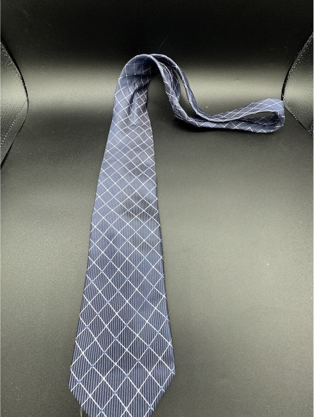 Van Heusen Mens Tie Purple Geometric Lattice Necktie 100% Polyester